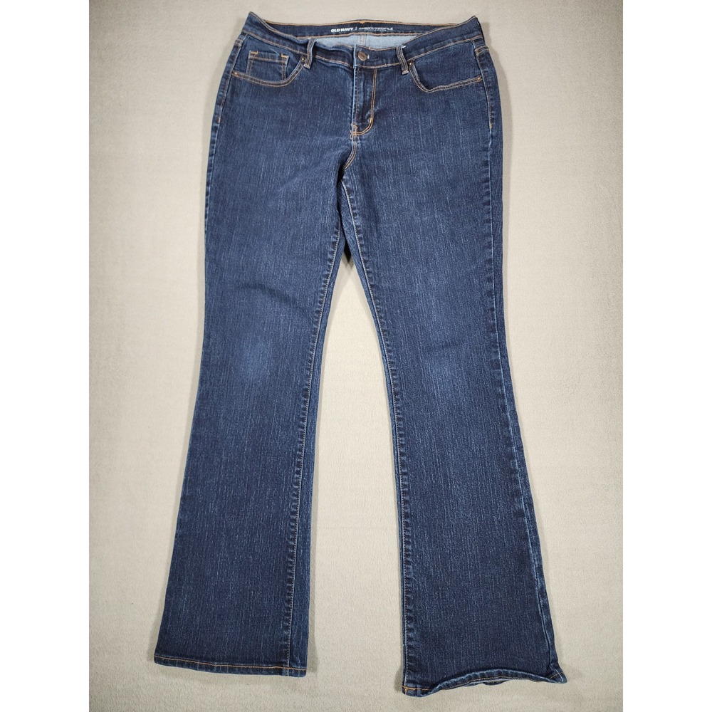 Old Navy Curvy Profile Mid Rise Dark Wash Bootcut Denim Jeans Stretch Classic